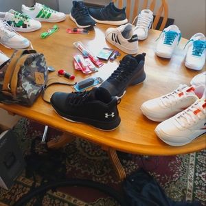 Size 10 mens custom Adidas, air force one, RBK, Adidas court, UA, some neverworn